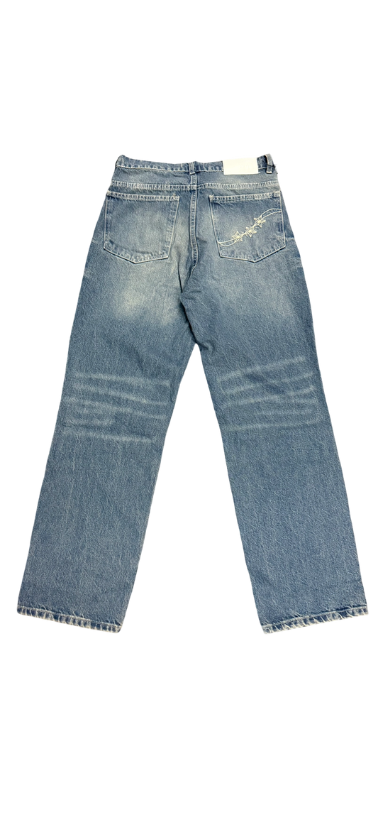 straight heavy washed jeans (men)