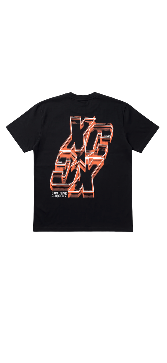 black oversized printed tee