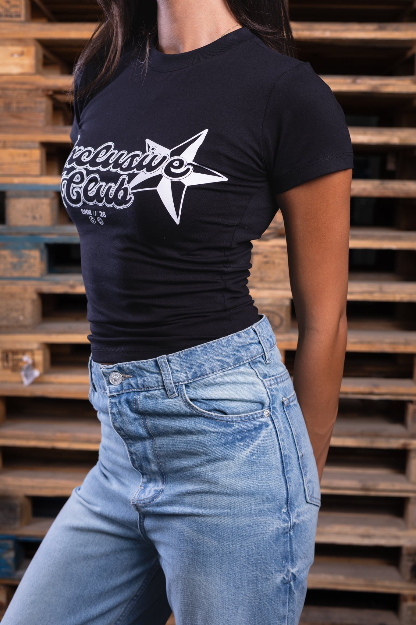black printed baby tee