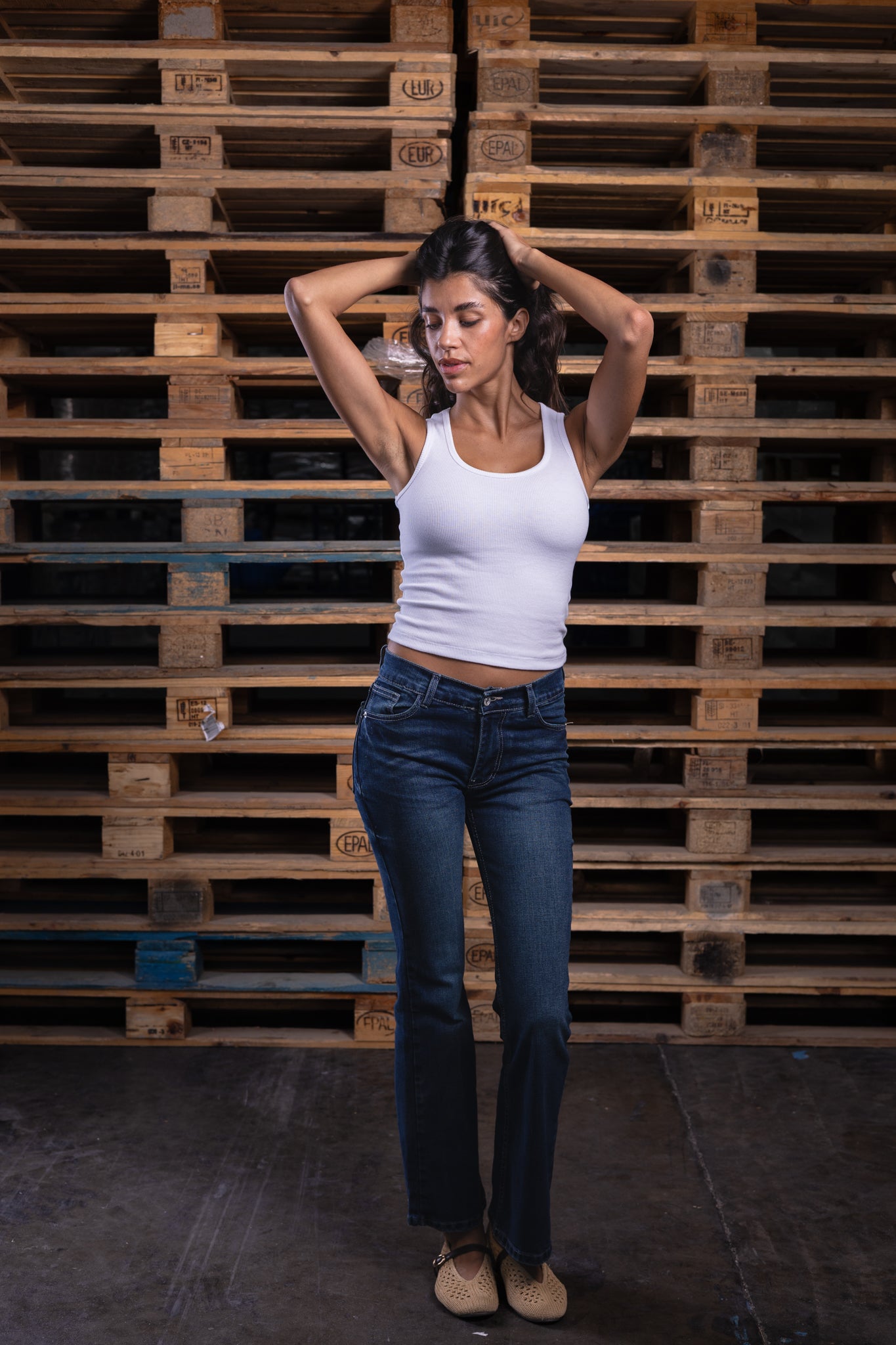 low waist ocean washed denim