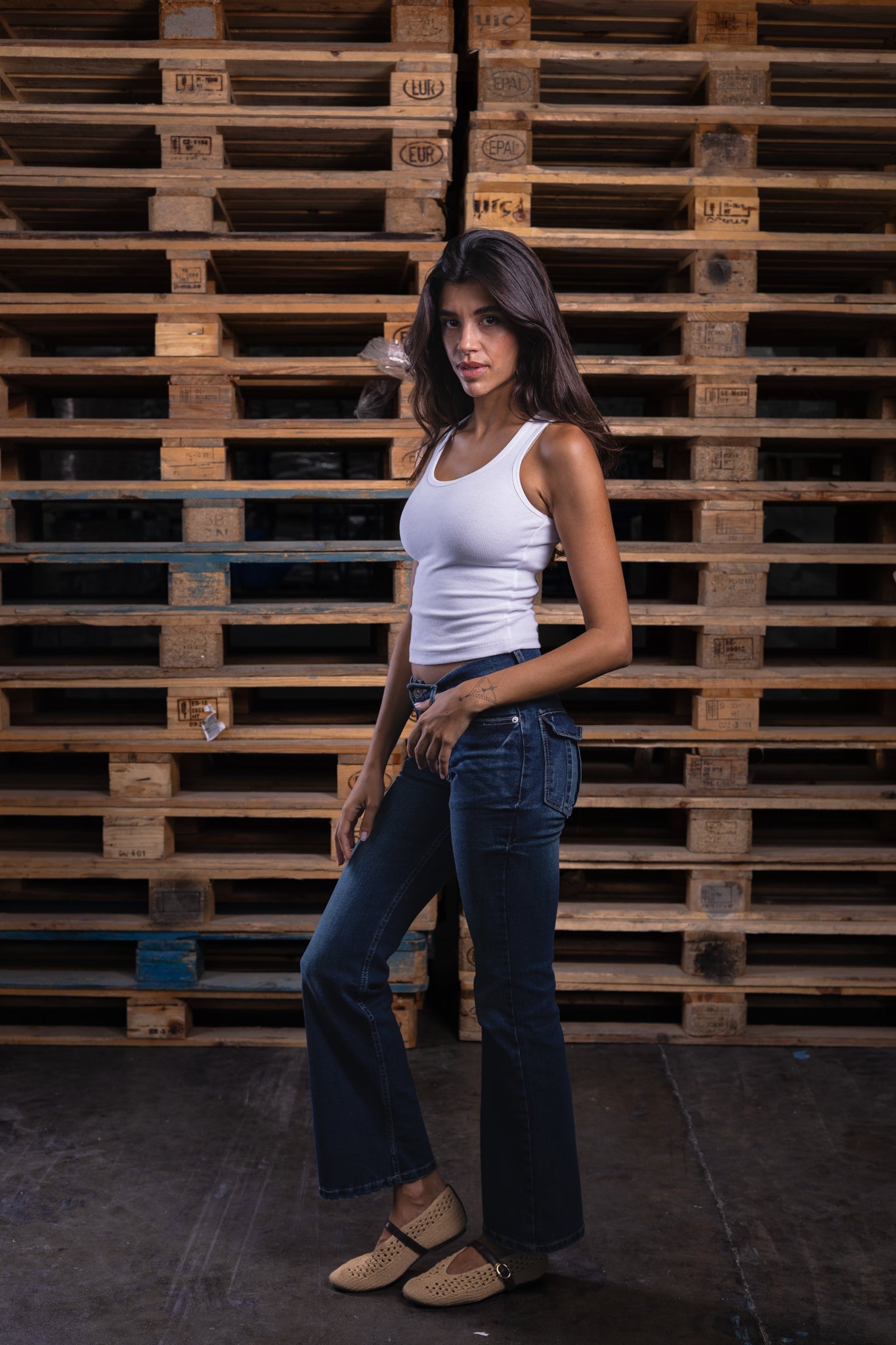 low waist ocean washed denim