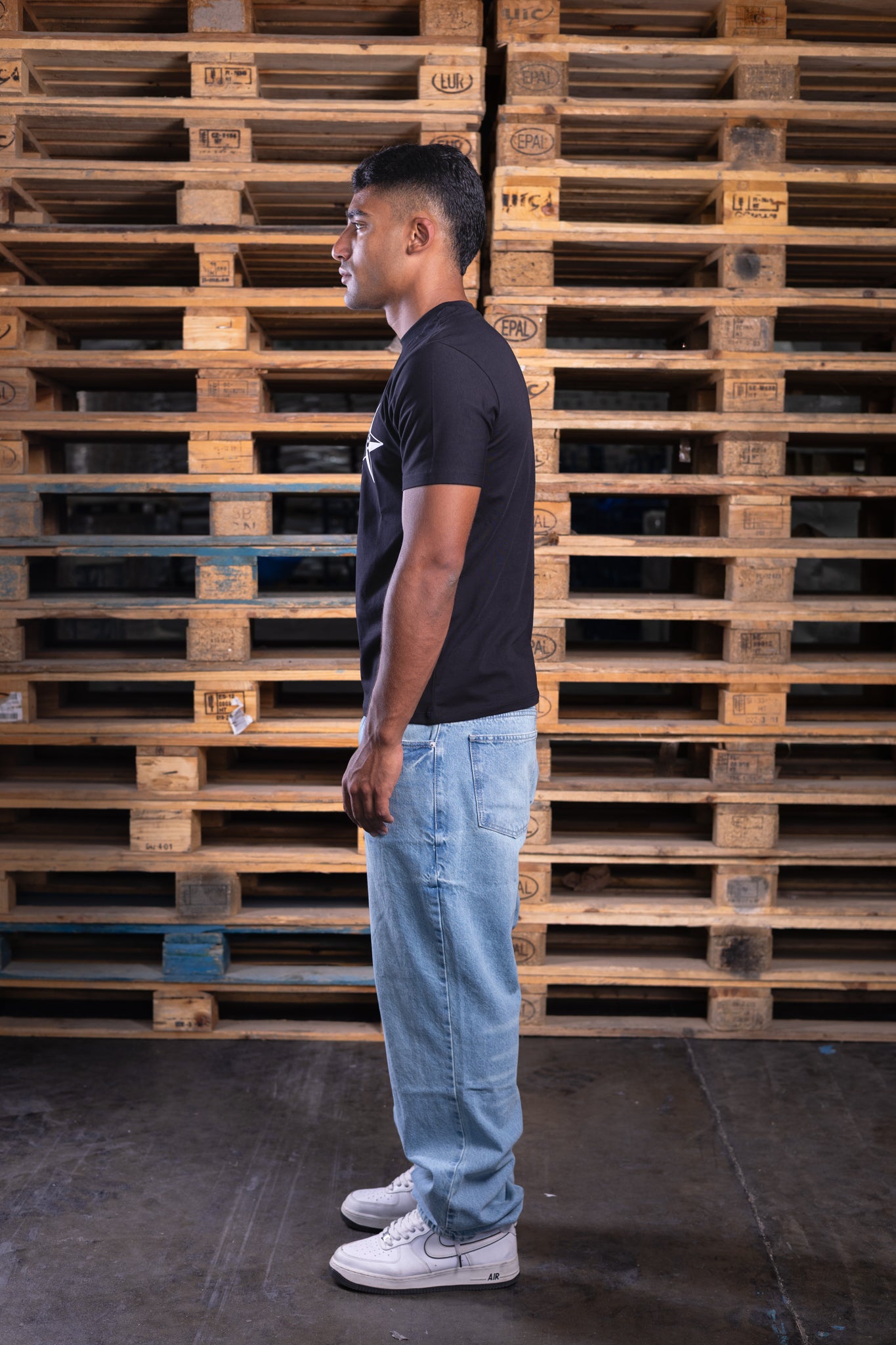 straight washed iced jeans (men)
