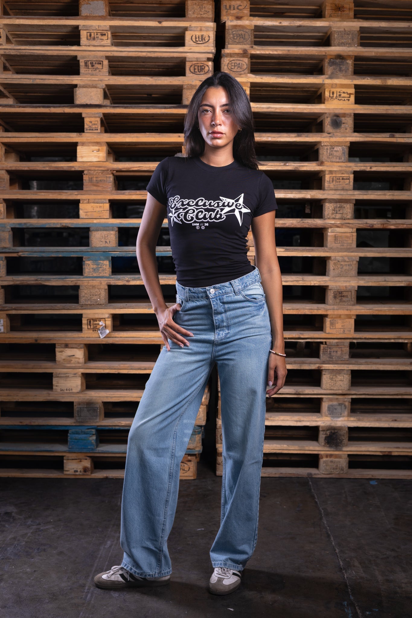black printed baby tee - DNM.EG