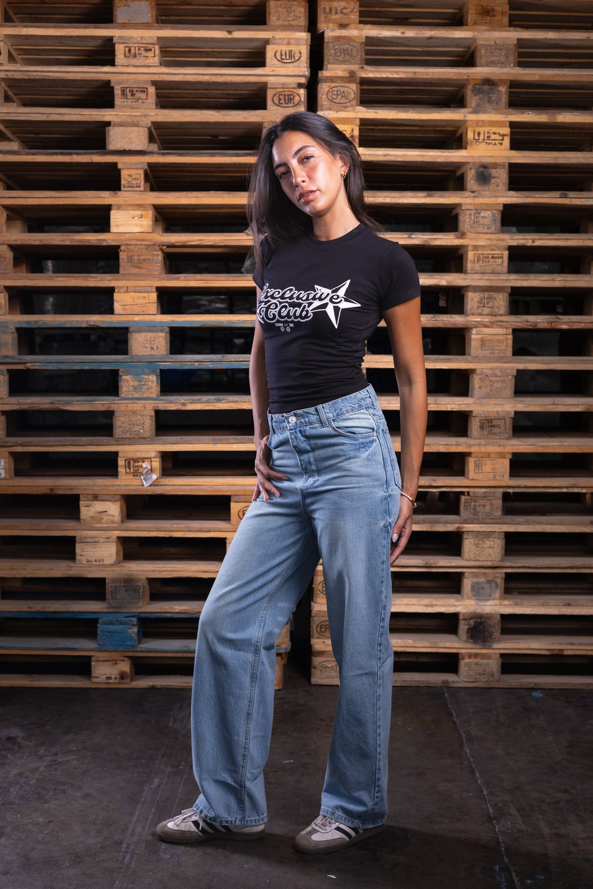 black printed baby tee - DNM.EG