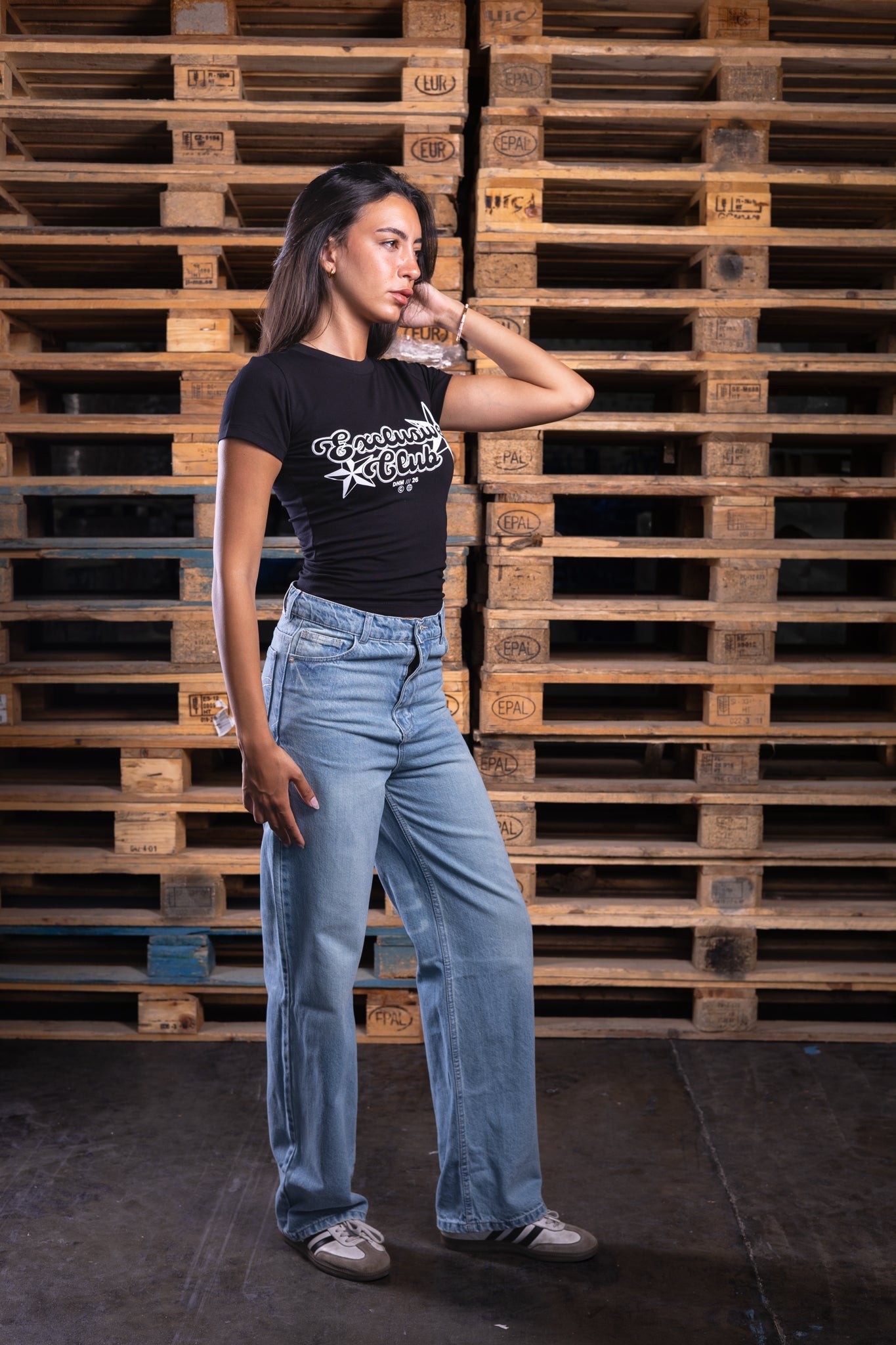 black printed baby tee - DNM.EG