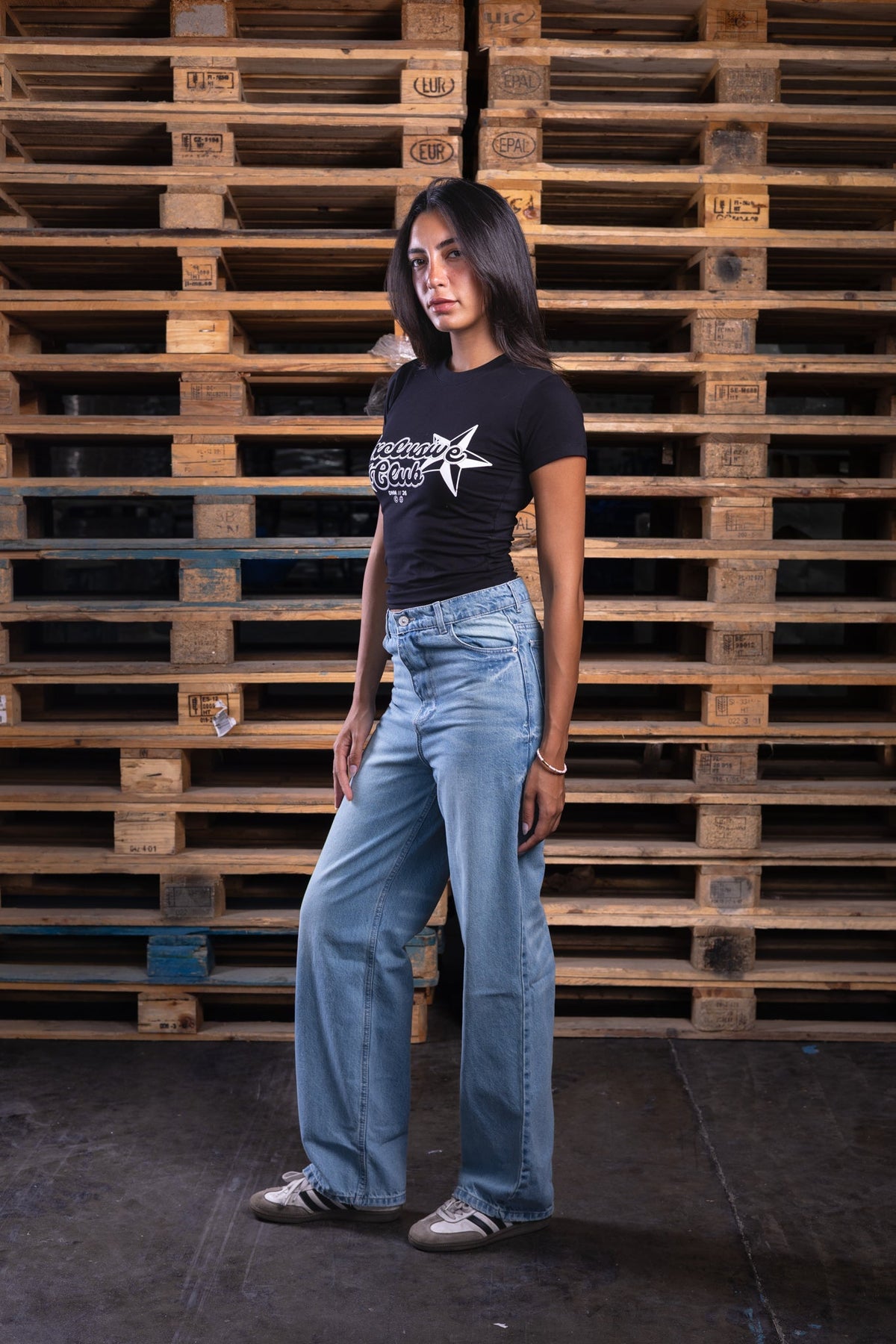 black printed baby tee - DNM.EG