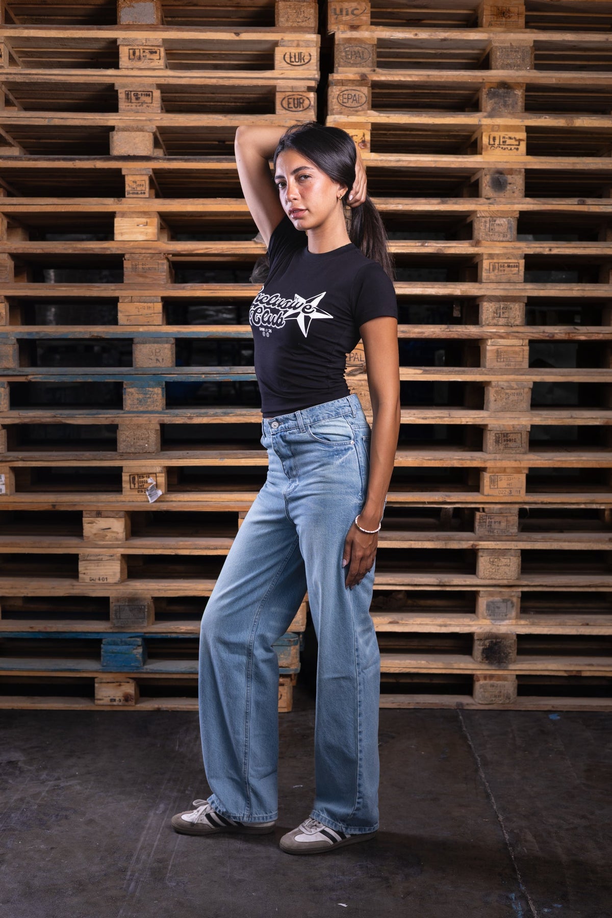 black printed baby tee - DNM.EG
