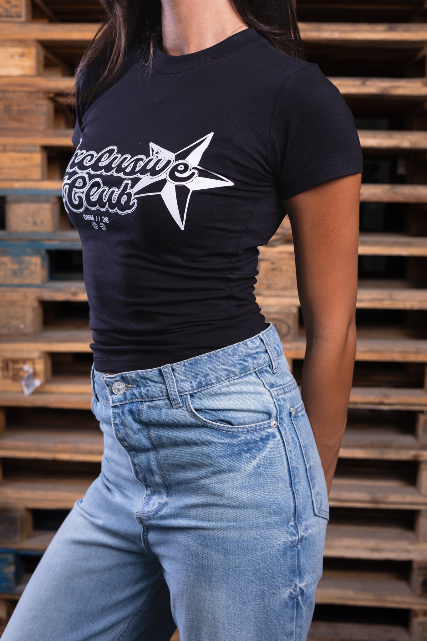 black printed baby tee - DNM.EG