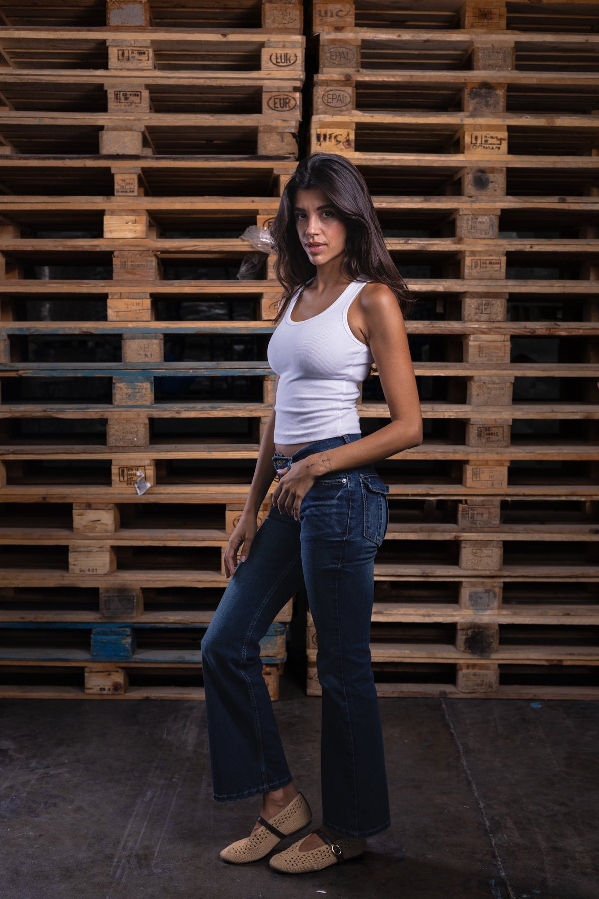 low waist ocean washed denim - DNM.EG