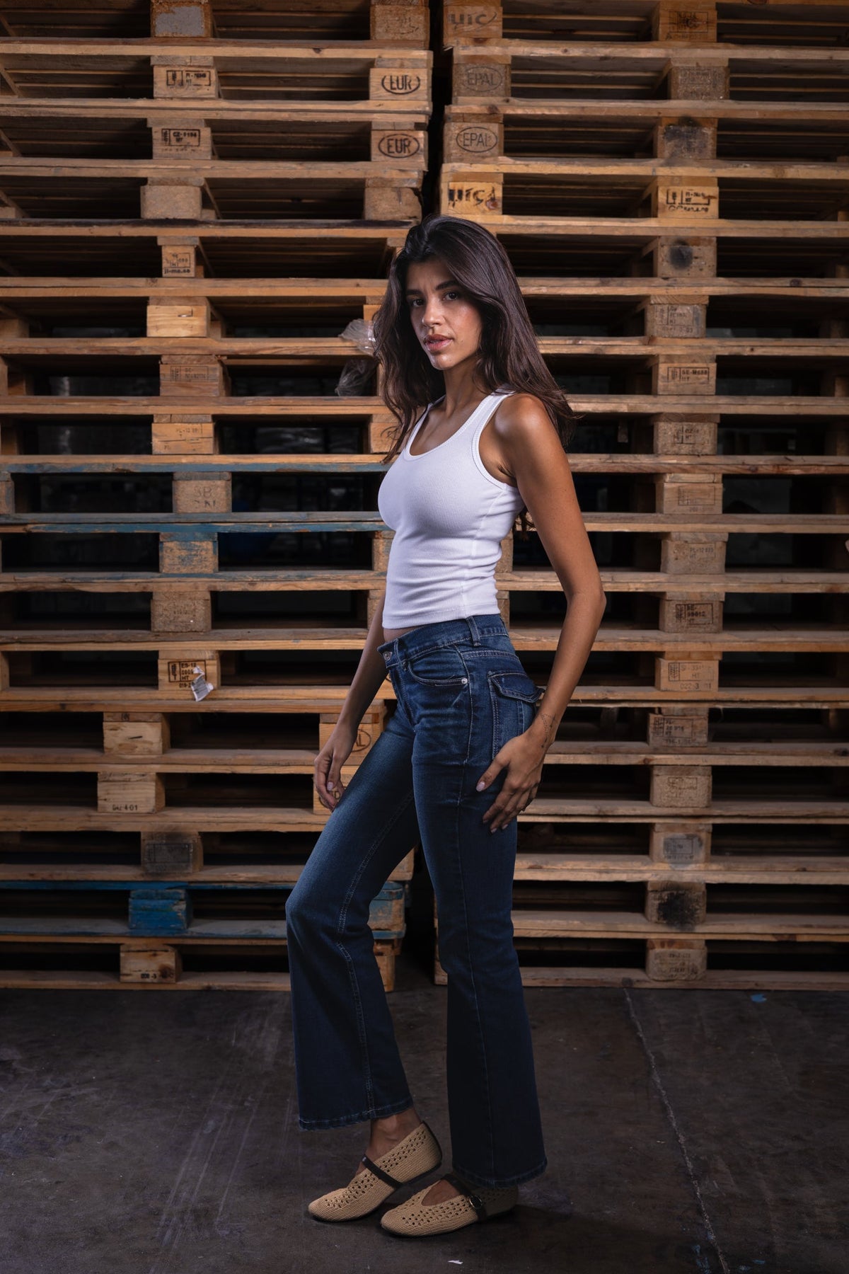 low waist ocean washed denim - DNM.EG