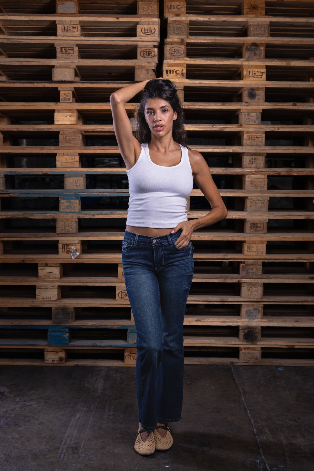 low waist ocean washed denim - DNM.EG