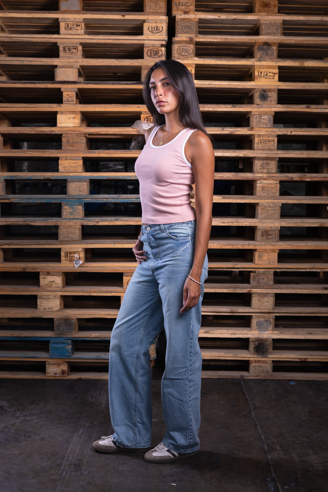 pink on white top - DNM.EG
