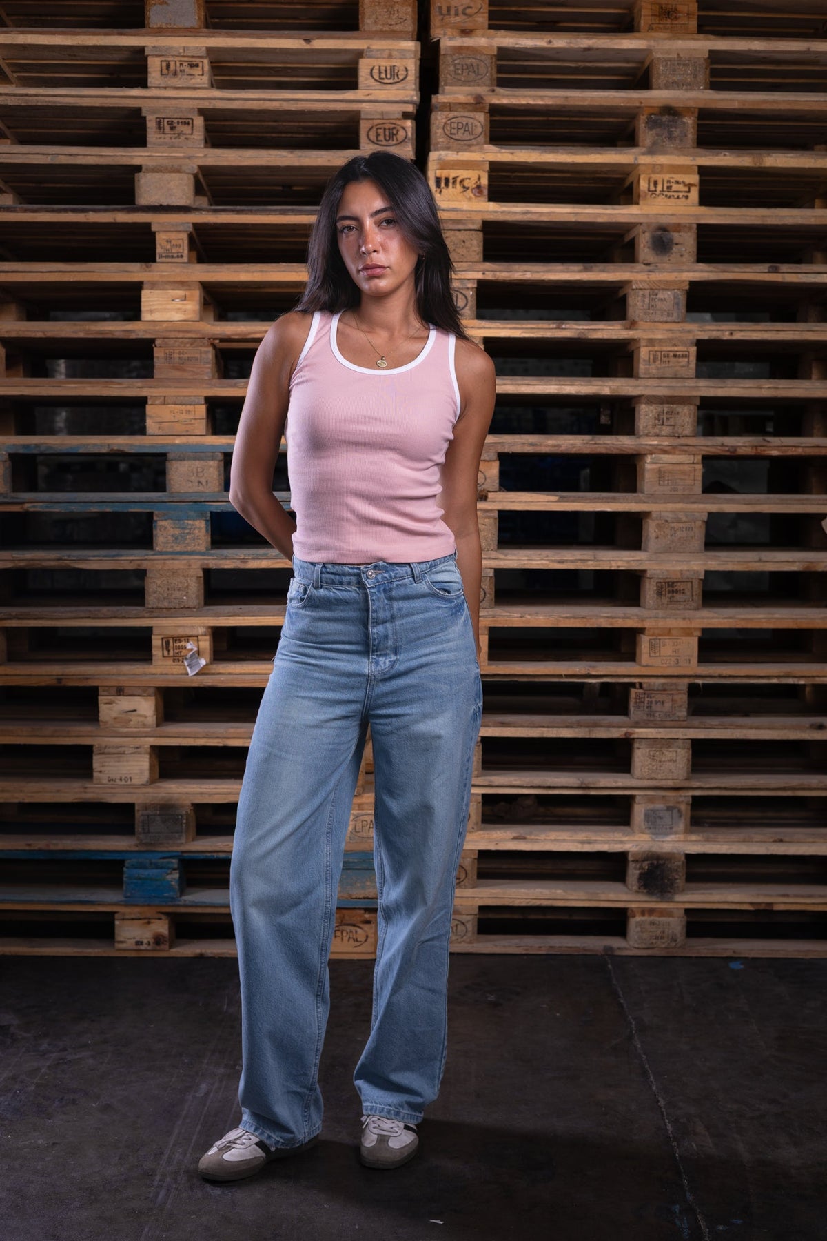 pink on white top - DNM.EG