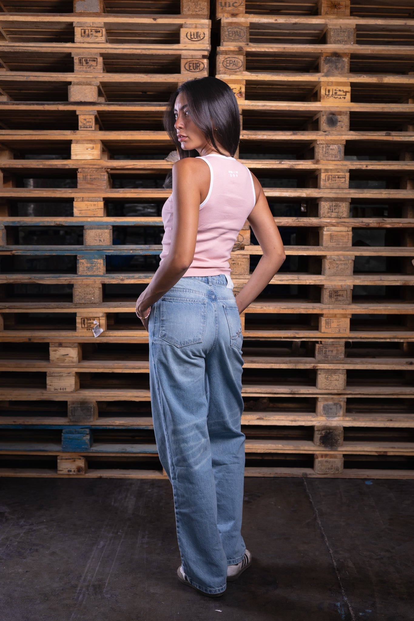 pink on white top - DNM.EG
