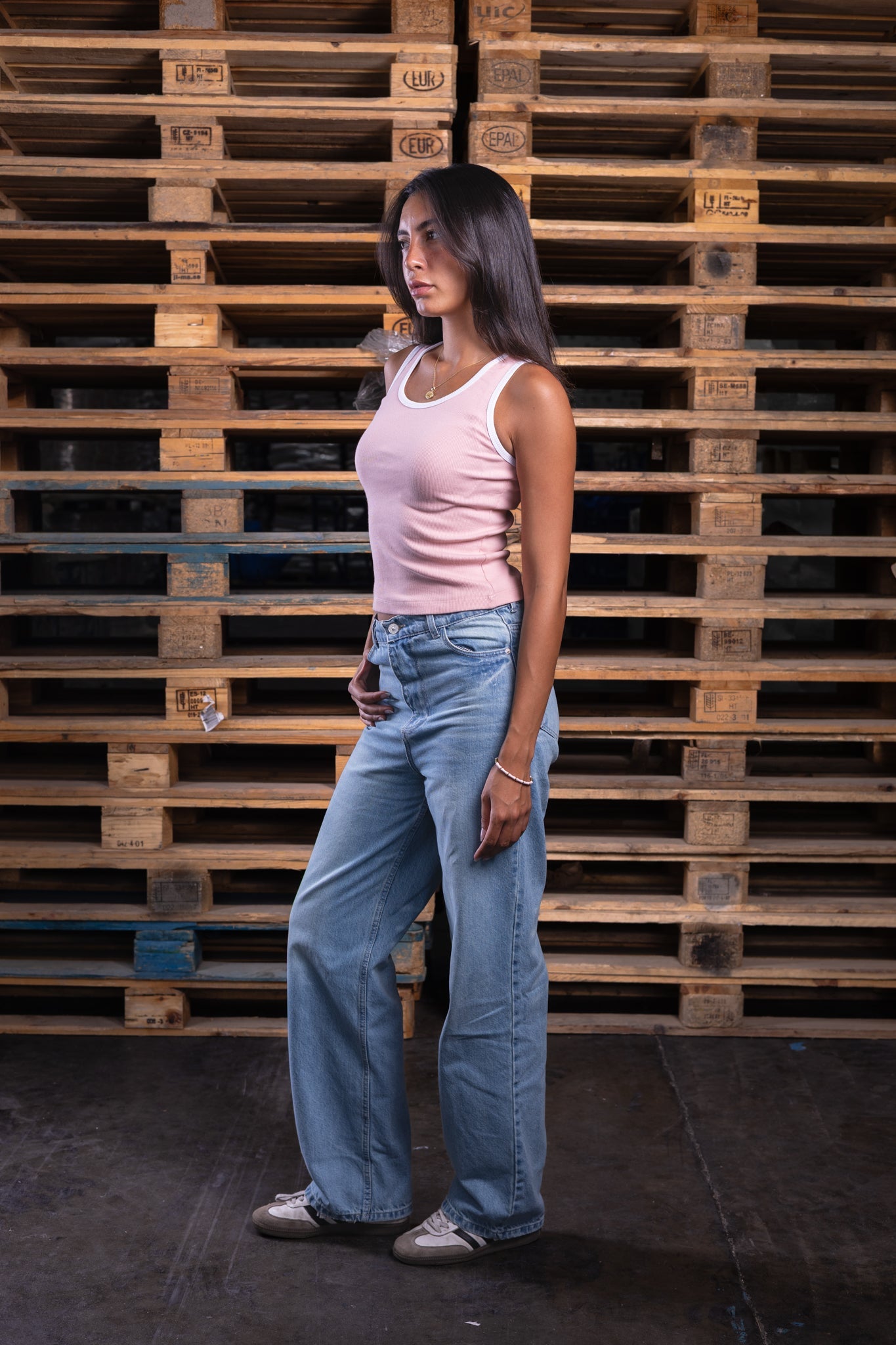 pink on white top - DNM.EG