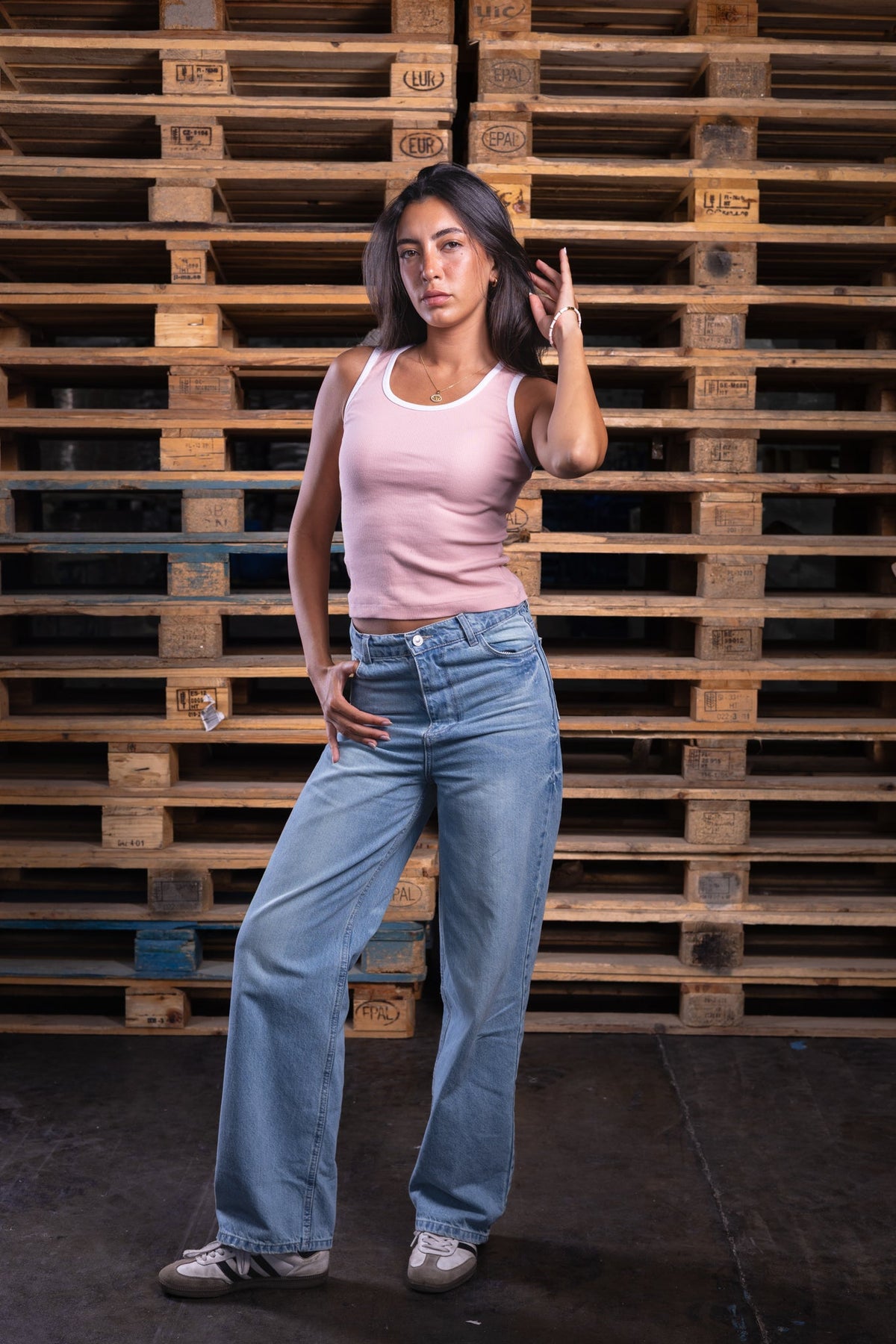 pink on white top - DNM.EG