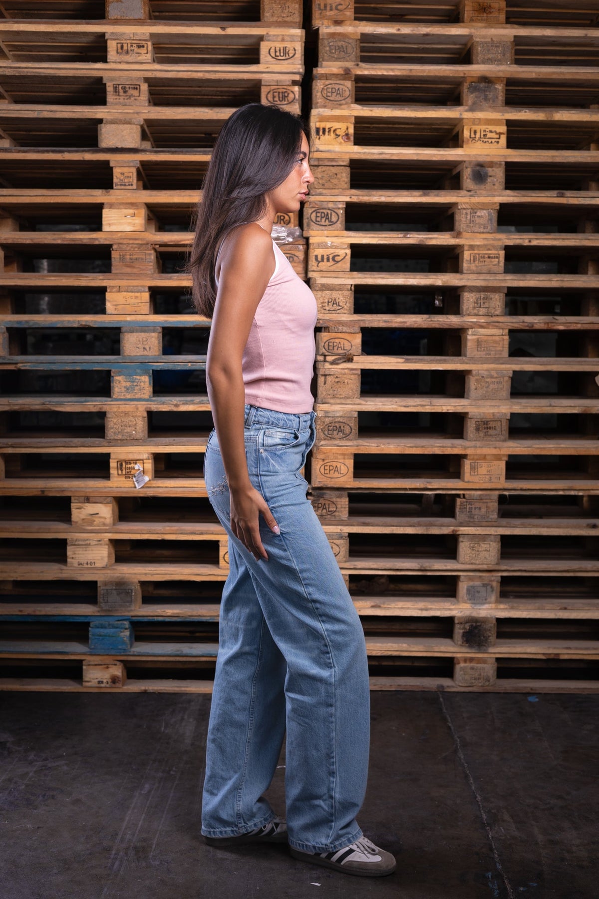 pink on white top - DNM.EG