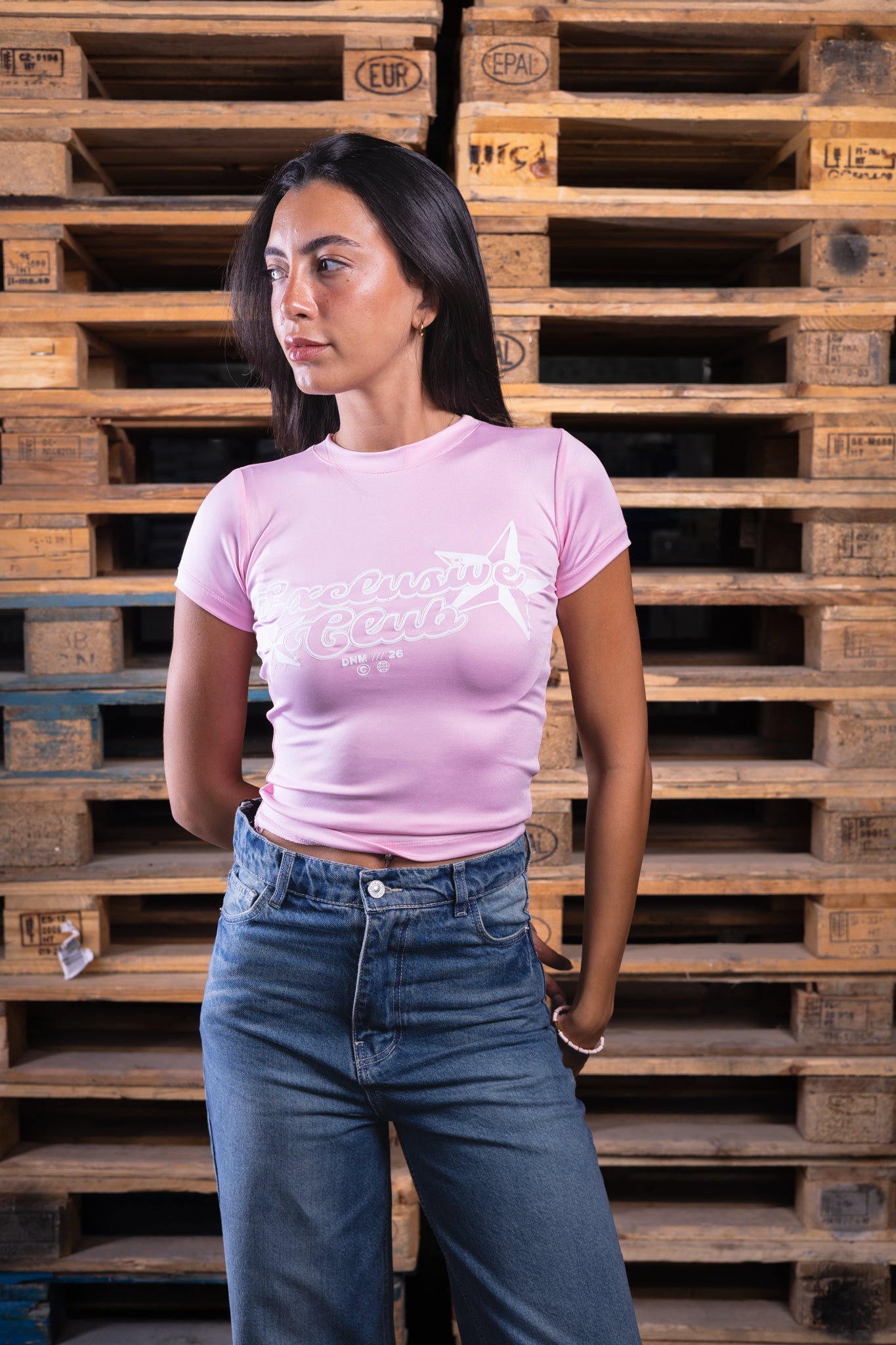 pink printed baby tee - DNM.EG