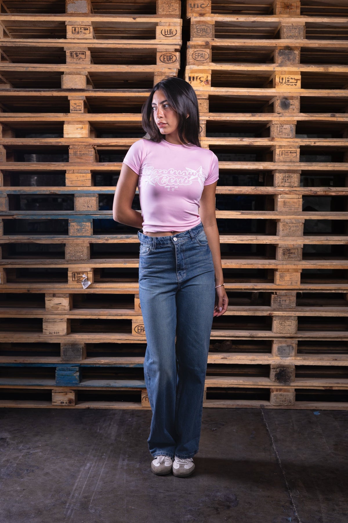pink printed baby tee - DNM.EG
