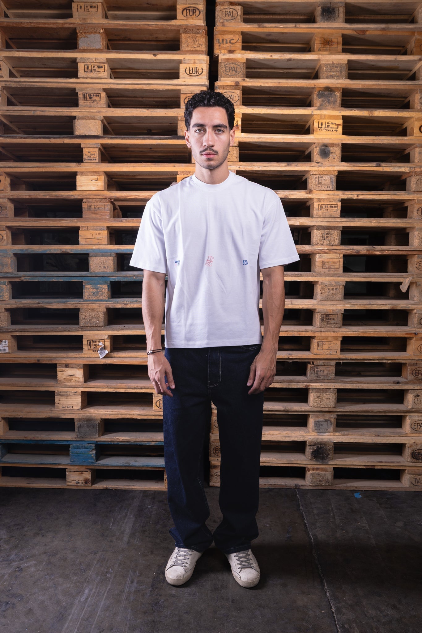 white oversized printed tee - DNM.EG