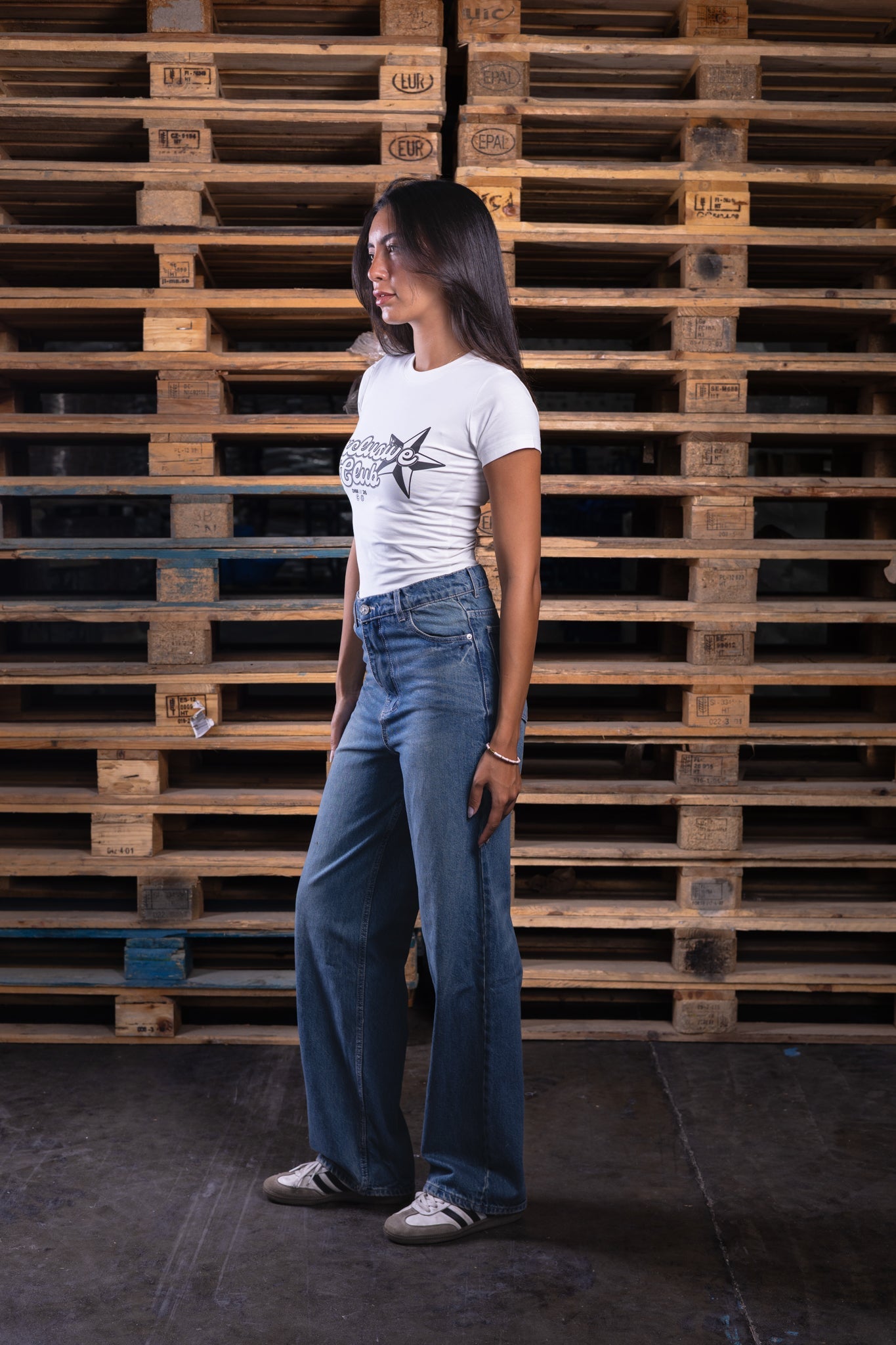 white printed baby tee - DNM.EG