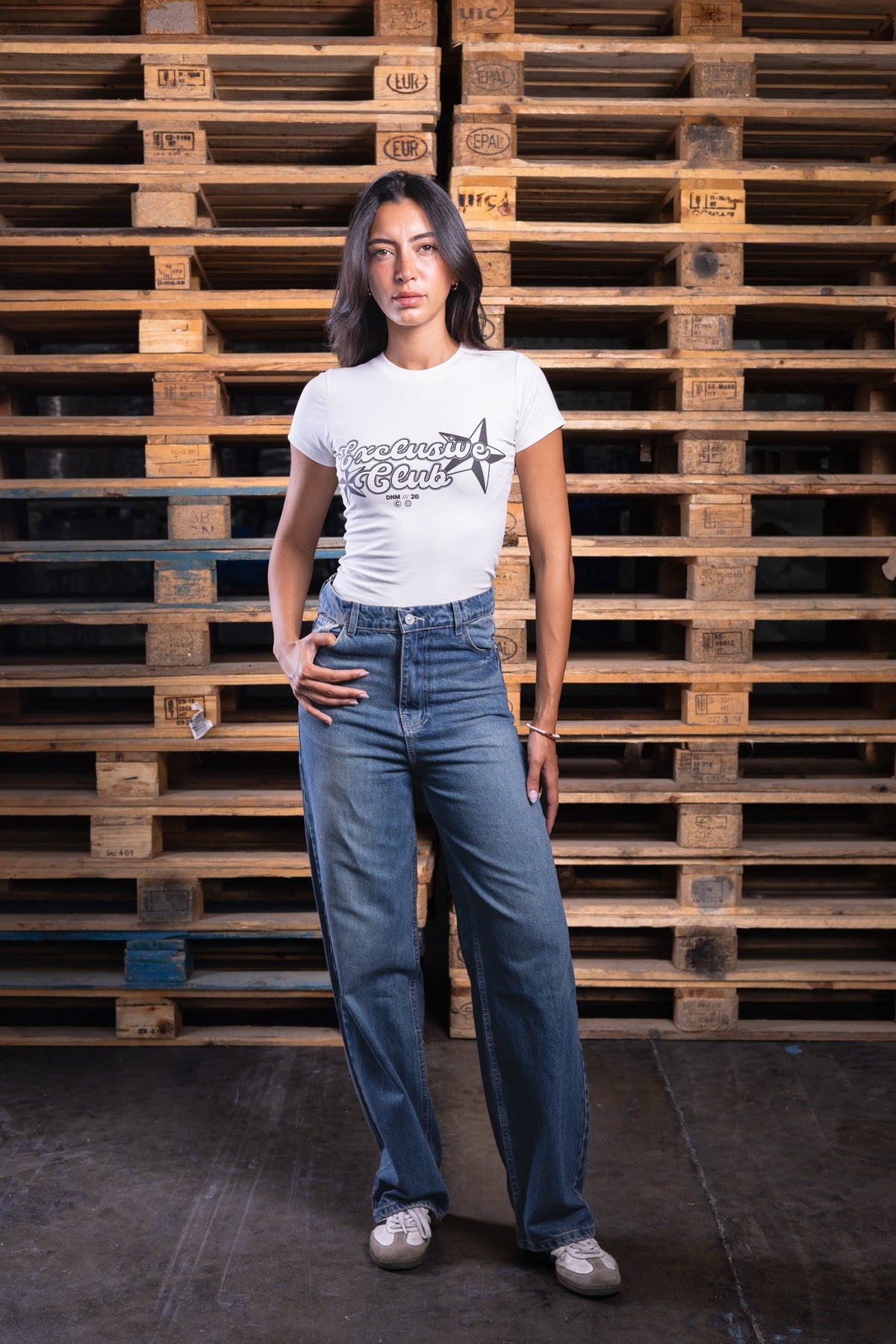 white printed baby tee - DNM.EG