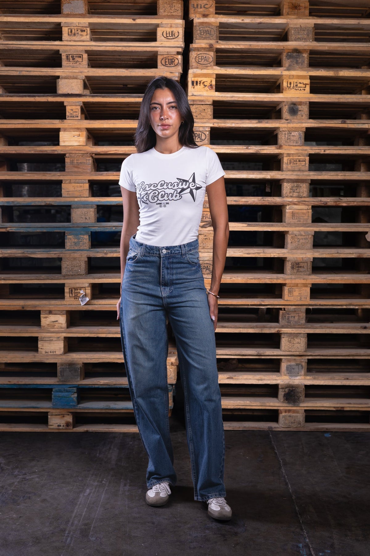 white printed baby tee - DNM.EG